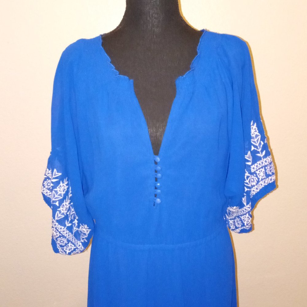 Bright blue sheer embroidered maxi dress - Picture 9 of 14
